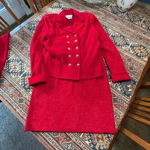 Red St.John Suit (12) with 2 matching skirts (8)